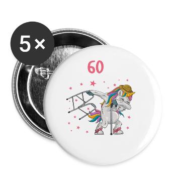 Mit 60 nichts anders nur langsamer 60 Geburtstag - Buttons groß 56 mm (5er Pack) - Weiß - Vorne