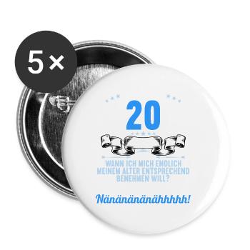 Ich bin 20 Jahre alt 20 Geburtstag - Buttons groß 56 mm (5er Pack) - Weiß - Vorne