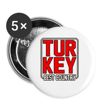 Türkei - Buttons groß 56 mm (5er Pack) - Weiß - Vorne