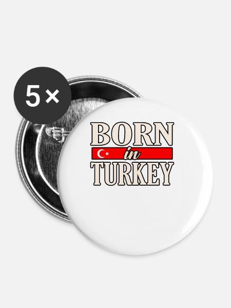 Türkei - Buttons groß 56 mm (5er Pack) - Weiß