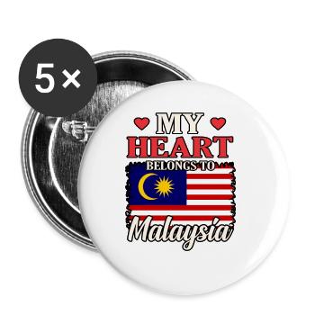 Malaysia - Buttons groß 56 mm (5er Pack) - Weiß - Vorne