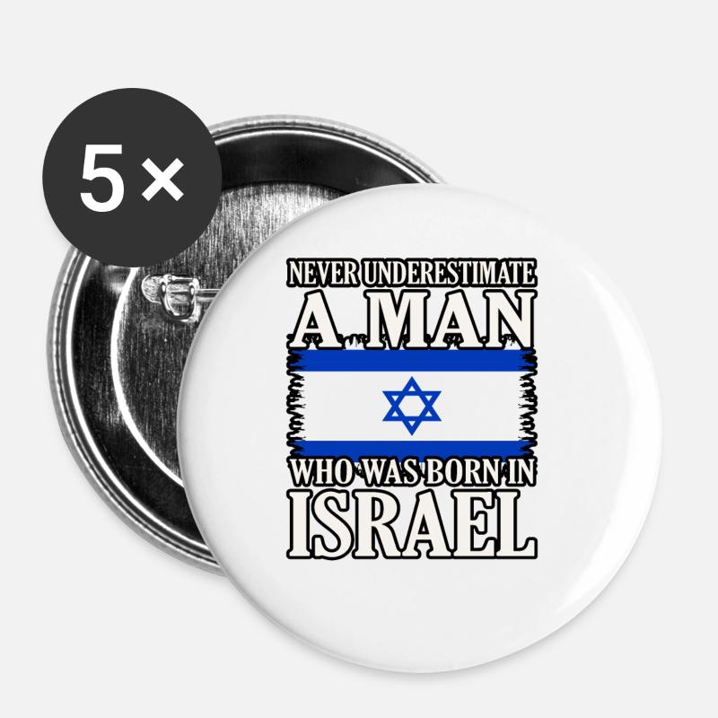 Israel - Buttons large 2.2''/56 mm (5-pack) - white