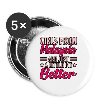 Malaysia - Buttons groß 56 mm (5er Pack) - Weiß - Vorne