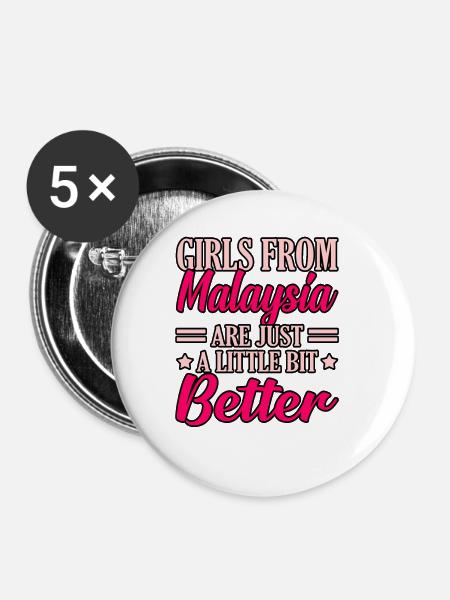 Malaysia - Buttons groß 56 mm (5er Pack) - Weiß