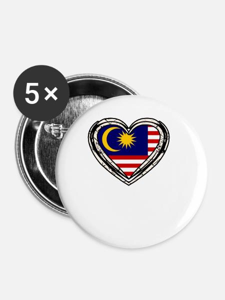 Malaysia - Buttons groß 56 mm (5er Pack) - Weiß