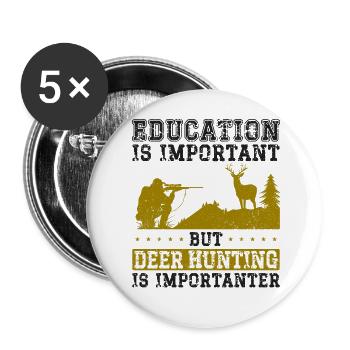Buck Deer Hunting Hunter Vintage - Buttons large 2.2''/56 mm (5-pack) - white - Front