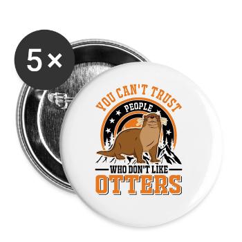 Otter Gift Otter Sea Otter - Buttons large 2.2''/56 mm (5-pack) - white - Front