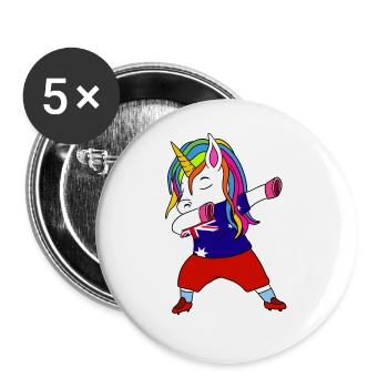 Cadeau de dabbing de football australien - Lot de 5 grands badges (56 mm) - blanc - Devant