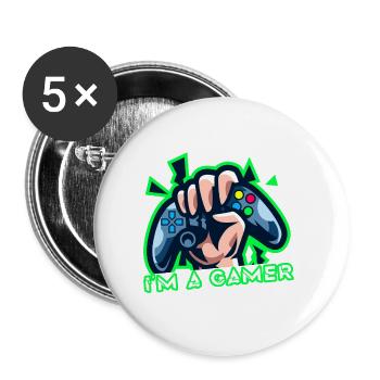 Epic Controller Design I'm A Gamer T-Shirt Present - Buttons large 2.2''/56 mm (5-pack) - white - Front