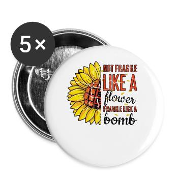 Pas comme les fleurs Féminisme Droits Femmes Égalité - Lot de 5 grands badges (56 mm) - blanc - Devant