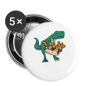 Kanadische Poutine Pommes Frites Mittagessen - Buttons groß 56 mm (5er Pack) - Weiß - Vorne