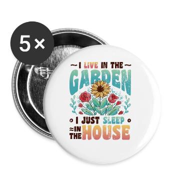 I Live In The Garden Lover, Gartenarbeit. - Buttons groß 56 mm (5er Pack) - Weiß - Vorne