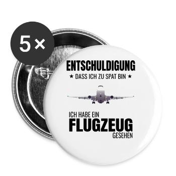 Flugzeug Luftfahrt Flieger Planespotter Idee - Buttons groß 56 mm (5er Pack) - Weiß - Vorne