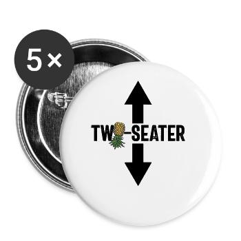 Zwei -Sitzer -Swinger -M�nner auf dem Kopf nach un - Buttons groß 56 mm (5er Pack) - Weiß - Vorne