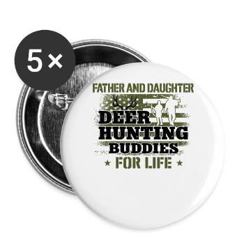 Buck Deer Hunting Hunter Father - Buttons groß 56 mm (5er Pack) - Weiß - Vorne