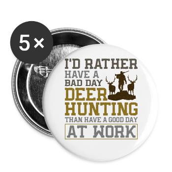 Buck Deer Hunting Hunter I'd - Buttons groß 56 mm (5er Pack) - Weiß - Vorne