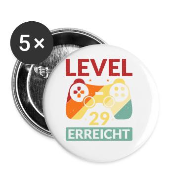 Level 29 Erreicht Gamer - Buttons groß 56 mm (5er Pack) - Weiß - Vorne