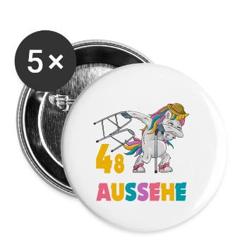 Bitte kein Neid weil mit 48 Jahren gut aussehe - Buttons groß 56 mm (5er Pack) - Weiß - Vorne