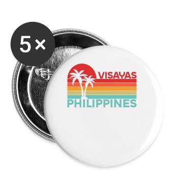 Vintage Urlaub Reise Visayas Philippinen Asien - Buttons groß 56 mm (5er Pack) - Weiß - Vorne
