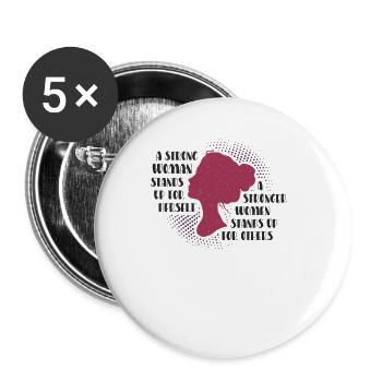 Starke Frauen stehen für Gerechtigkeit auf - Buttons groß 56 mm (5er Pack) - Weiß - Vorne