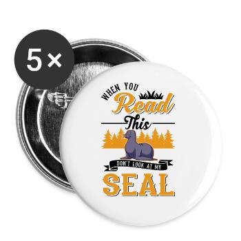Seal Gift Sea Lion Seal - Buttons large 2.2''/56 mm (5-pack) - white - Front