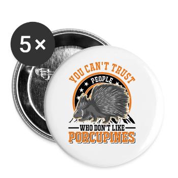 Amateur de porc-épic Porc-épic - Lot de 5 grands badges (56 mm) - blanc - Devant