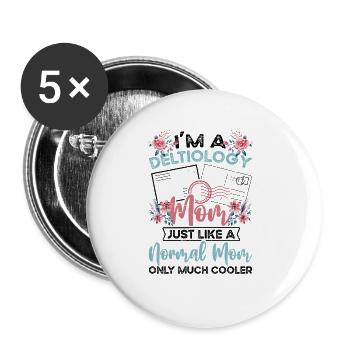 Deltiology Mom Collectionneur de cartes postales pour Deltiologistes - Lot de 5 grands badges (56 mm) - blanc - Devant