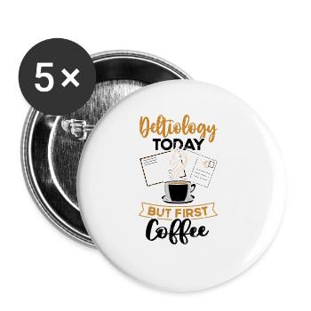 Deltiology coffee Deltiologist postcard collector - Buttons large 2.2''/56 mm (5-pack) - white - Front