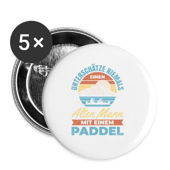 Unterschätze Niemals einen alten Mann mit einem - Buttons groß 56 mm (5er Pack) - Weiß - Vorne
