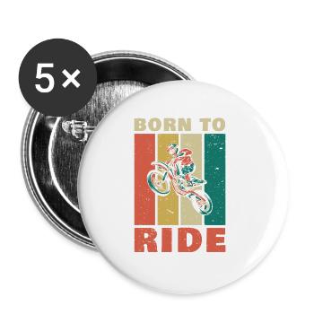 Born to Ride for all bikers - Buttons large 2.2''/56 mm (5-pack) - white - Front