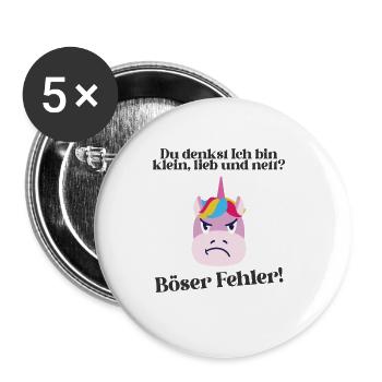 Du denkst ich bin klein lieb und nett Einhorn - Buttons groß 56 mm (5er Pack) - Weiß - Vorne
