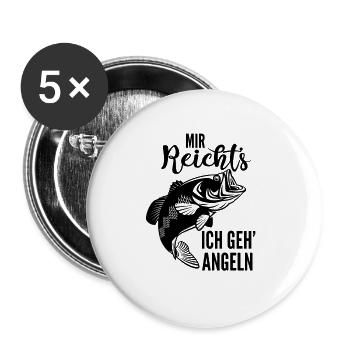 Fischen Angeln Angler Petri Heil Karpfen Fishing - Buttons groß 56 mm (5er Pack) - Weiß - Vorne