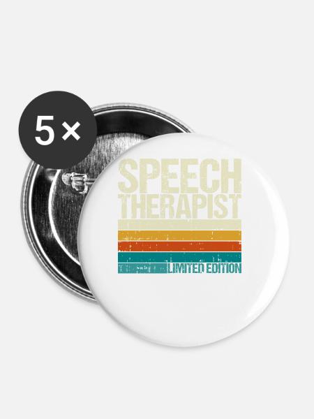 Sprachtherapeut Logopäde Geschenk - Buttons groß 56 mm (5er Pack) - Weiß