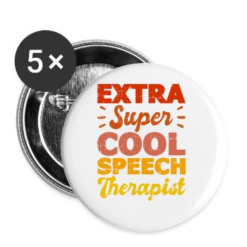 Sprachtherapeut Logopäde Geschenk - Buttons groß 56 mm (5er Pack) - Weiß - Vorne