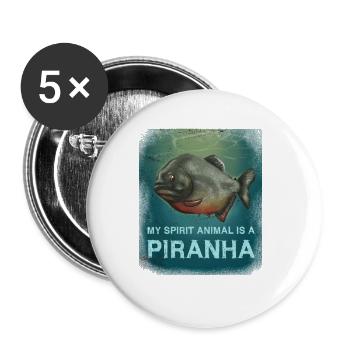 Piranha Geschenk - Buttons groß 56 mm (5er Pack) - Weiß - Vorne