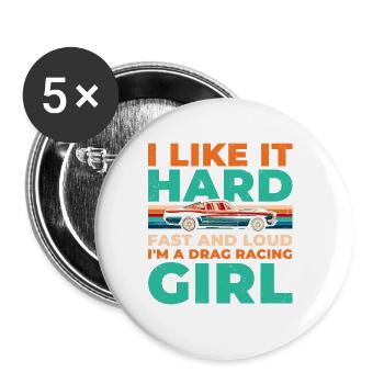 Je l’aime dur vite et fort je suis un drag - Lot de 5 grands badges (56 mm) - blanc - Devant