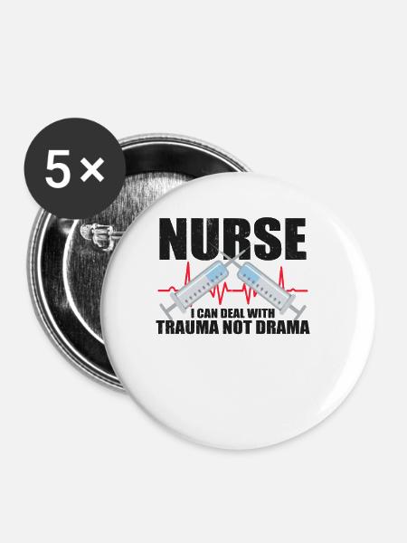 Krankenschwester Krankenpflege Klinik Sanitäter - Buttons groß 56 mm (5er Pack) - Weiß