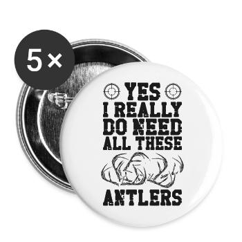 Buck Deer Hunting Hunter Vintage - Buttons groß 56 mm (5er Pack) - Weiß - Vorne