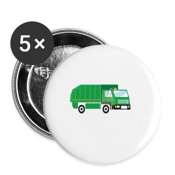 Reiten Schmutzige Lustige Müllwagen-designs - Buttons groß 56 mm (5er Pack) - Weiß - Vorne