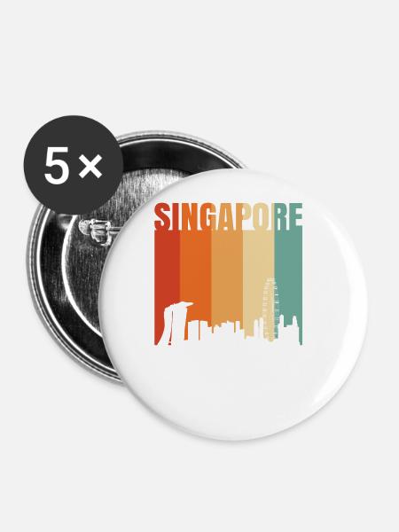 Singapur - Buttons groß 56 mm (5er Pack) - Weiß