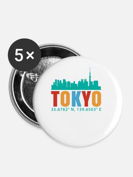 Tokio - Buttons groß 56 mm (5er Pack) - Weiß