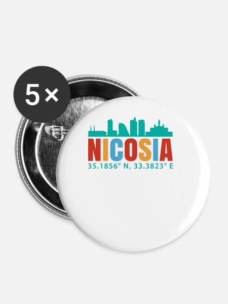 Nikosia - Buttons groß 56 mm (5er Pack) - Weiß