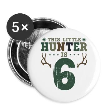 Buck Deer Hunting Hunter Kid 6ème - Lot de 5 grands badges (56 mm) - blanc - Devant