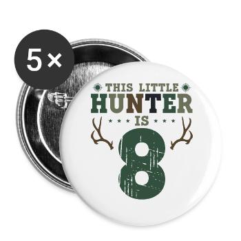 Buck Deer Hunting Hunter Kid 8ème - Lot de 5 grands badges (56 mm) - blanc - Devant