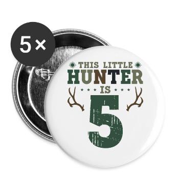 Buck Deer Hunting Hunter Kid 5ème - Lot de 5 grands badges (56 mm) - blanc - Devant