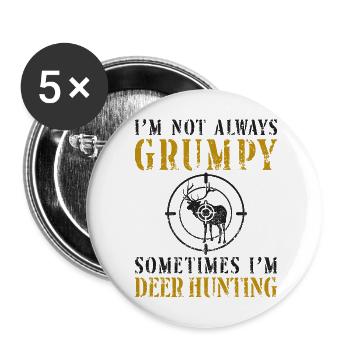 Buck Deer Hunting Hunter Dad - Buttons large 2.2''/56 mm (5-pack) - white - Front