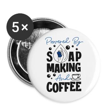 Fabrication de savon Artisanat Propulsé par - Lot de 5 grands badges (56 mm) - blanc - Devant