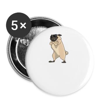 I Am A Pug Im Never Wrong - Buttons large 2.2''/56 mm (5-pack) - white - Front