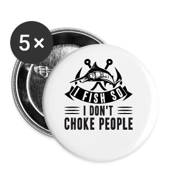 Pêche - J’incline pour ne pas blesser les gens - Lot de 5 grands badges (56 mm) - blanc - Devant