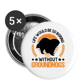 Murmeltier Groundhog Marmot Waldmurmeltier - Buttons large 2.2''/56 mm (5-pack) - white - Front